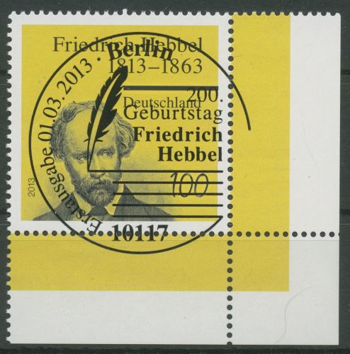 Bund 2013 Lyriker Friedrich Hebbel 2990 Ecke 4 mit ESST Berlin (E5819)