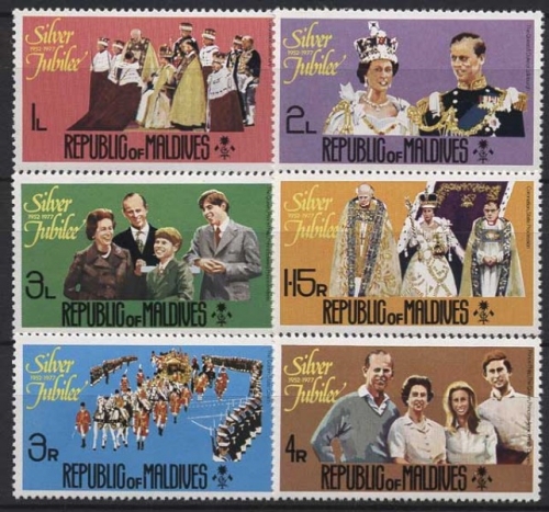 Malediven 1977 25 Jahre Königin Elisabeth II. 680/85 A postfrisch