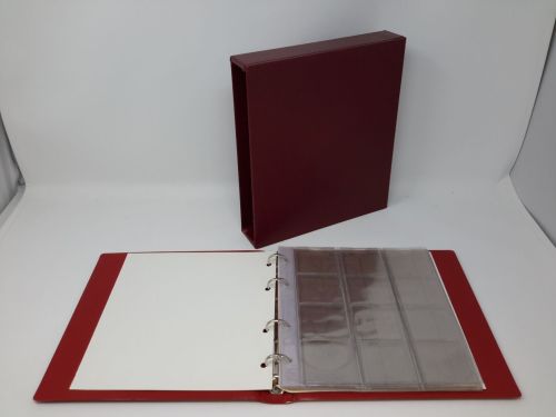 Münzalbum/KA NUMIS rot mit 5 Blättern für 60 Münzen bis 44 mm,gebraucht (ZM23)
