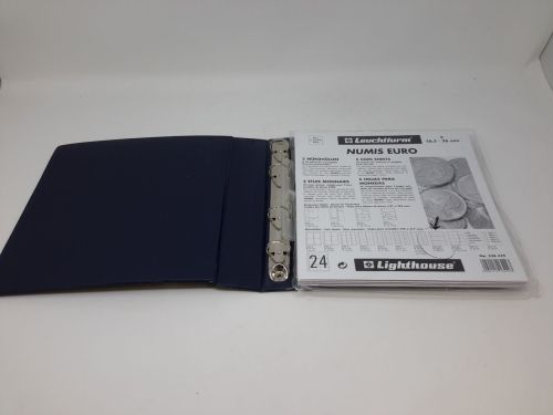 Münzalbum NUMIS blau mit 5 Blättern für 15 EURO-Sätze, gebraucht (ZM24)