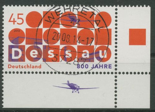 Bund 2013 Bauhaus Dessau 3019 Ecke 4 mit TOP-Stempel (E5898)