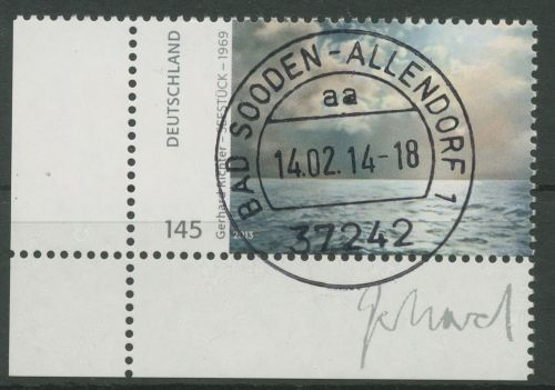 Bund 2013 Gemälde "Seestück" 3020 Ecke 3 mit TOP-Stempel (E4594)