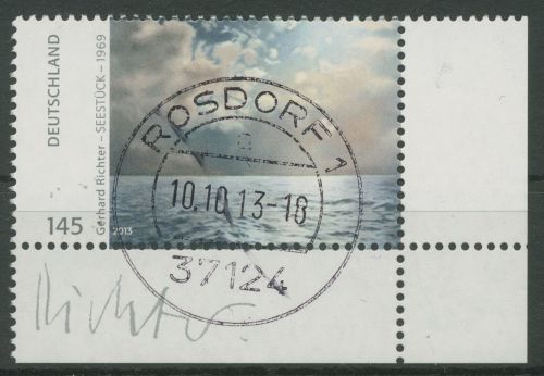Bund 2013 Gemälde "Seestück" 3020 Ecke 4 mit TOP-Stempel (E5902)