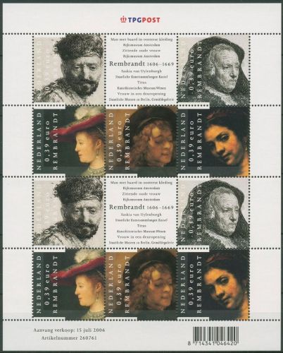 Niederlande 2006 Gemälde Malerei Rembrandt Kleinb. 2410/14 K postfrisch (C95888)