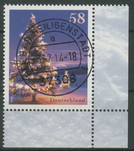 Bund 2013 Weihnachtsbaum Winterlandschaft 3039 Ecke 4 mit TOP-Stempel (E4607)