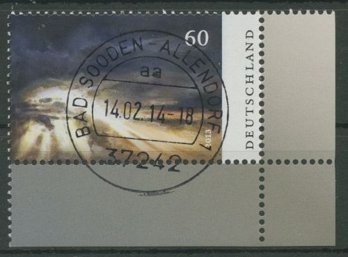 Bund 2013 Trauermarke Wolkenhimmel 3044 Ecke 4 mit TOP-Stempel (E5977)