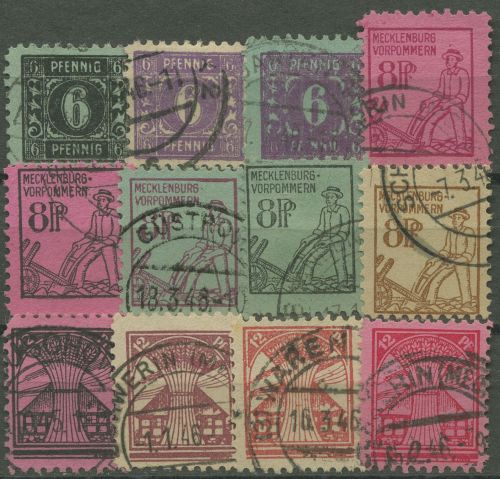SBZ Mecklenburg-Vorpommern 1945 Freimarken 8/19 gestempelt
