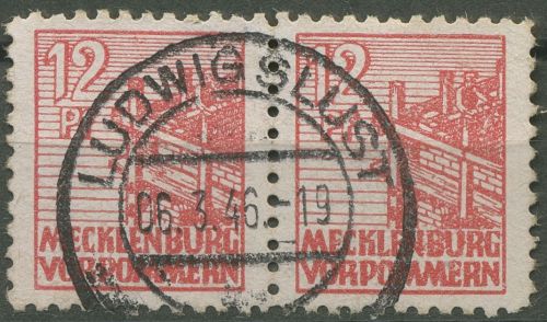 SBZ Mecklenburg-Vorpommern 1946 Freimarke auf Kreidepapier 36 xa Paar gestempelt