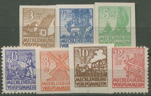 SBZ Mecklenburg-Vorpommern 1946 Abschiedserie Kreidepapier 29/36 x postfrisch