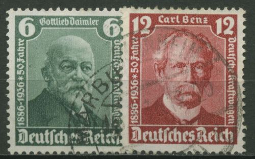 Deutsches Reich 1936 Gottfried Daimler und Carl Benz 604/05 gestempelt