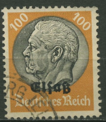 Elsass 1940 Freimarken Hindenburg mit Aufdruck Elsaß 16 gestempelt