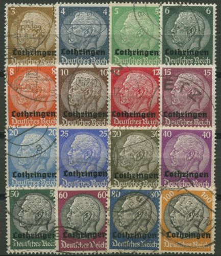 Lothringen 1940 Freimarken Hindenburg mit Aufdruck 1/16 gestempelt