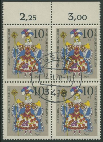 Bund 1970 Weihnachten Krippenfigur 655 OR 4er-Block gestempelt