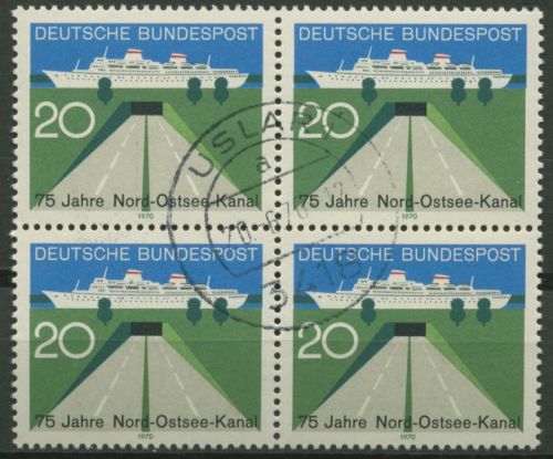 Bund 1970 Nord-Ostsee-Kanal 628 4er-Block gestempelt