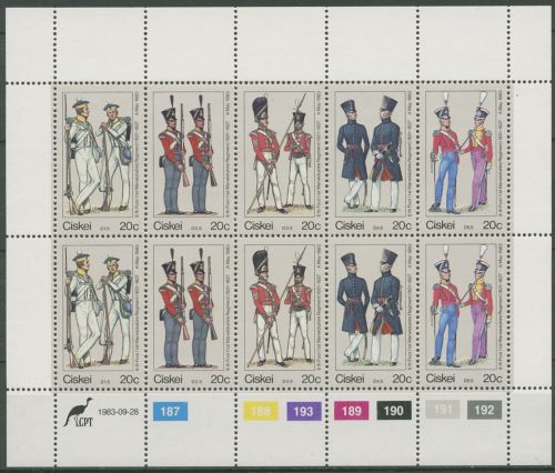 Ciskei 1983 Uniformen des 6. Infanterie-Regiments 47/51 K postfrisch (C42927)