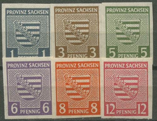 SBZ Provinz Sachsen 1945 Provinzwappen mit WZ fallend 66/71 X postfrisch