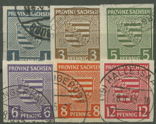 SBZ Provinz Sachsen 1945 Provinzwappen WZ fallend 66/71 X gestempelt