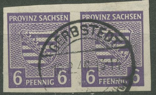 SBZ Provinz Sachsen 1945 Provinzwappen WZ fallend 69 X a waag. Paar gestempelt