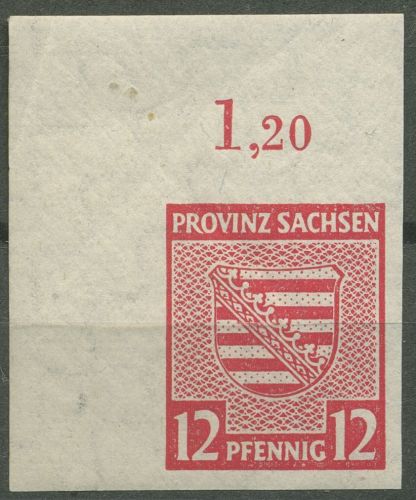 SBZ Provinz Sachsen 1945 Provinzwappen 71 X Ecke 1 postfrisch