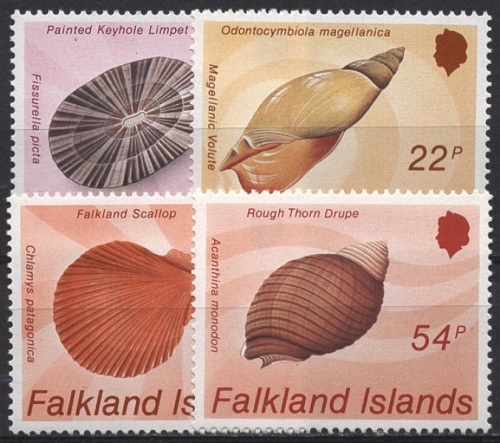 Falkland-Inseln 1986 Meerestiere Muscheln Schnecken 440/43 postfrisch