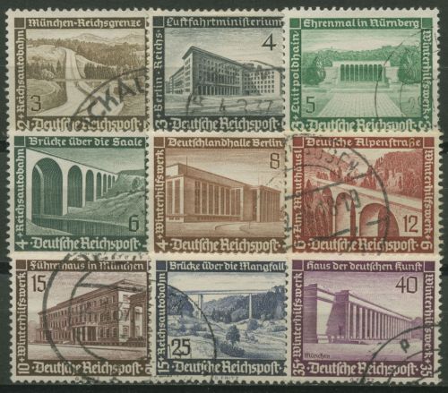 Deutsches Reich 1936 Winterhilfswerk WHW Moderne Bauten 634/42 gestempelt