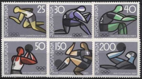 Jugoslawien 1964 Olympische Sommerspiele Tokio 1076/81 postfrisch