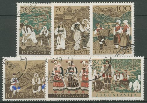 Jugoslawien 1957 Volkstrachten 827/32 gestempelt