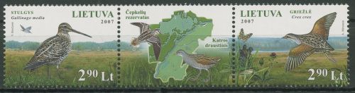 Litauen 2007 Naturschutzgebiete Tiere Vögel 949/50 ZD postfrisch