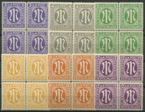 Bizone 1945 AM-POST Englischer Druck 10/15 4er-Block postfrisch