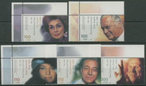 Bund 2000 Schauspieler Rühmann, Gerd Fröbe 2143/47 Ecke 1 postfrisch (E3256)