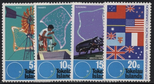 Tokelau 1972 25 Jahre Südpazifik-Kommission Flaggen Käfer 26/29 postfrisch