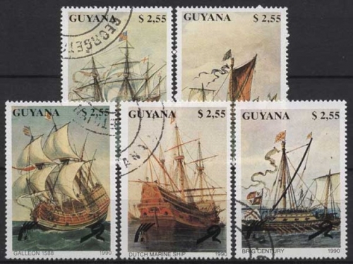 Guyana 1990 Schiffe 3292/3296 gestempelt
