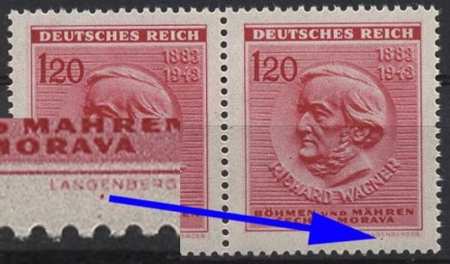 Böhmen & Mähren 129 postfrisch mit Plattenfehler VII