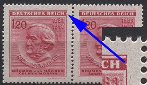 Böhmen & Mähren 129 postfrisch mit Plattenfehler XVI