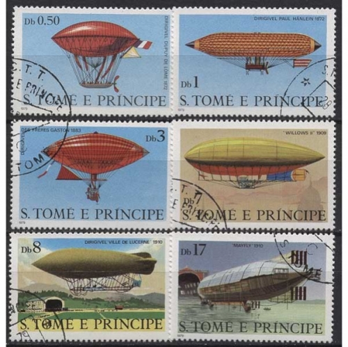 Sao Tomé und Príncipe 1979 Luftfahrt, Luftschiffe 626/631 gestempelt