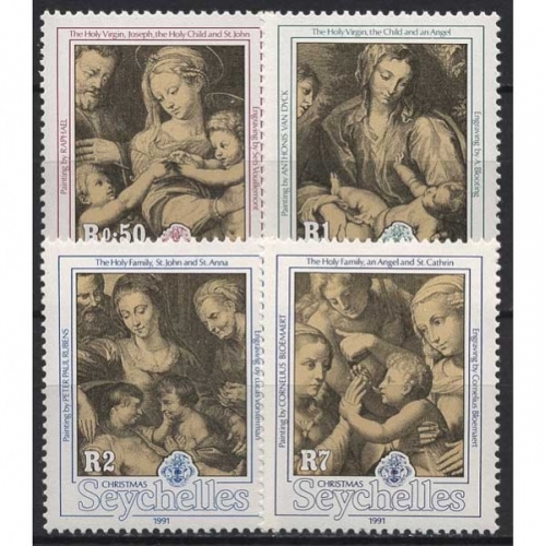Seychellen 1991 Weihnachten Gemälde Rubens Raffael 752/55 postfrisch