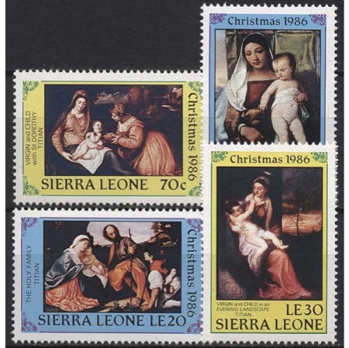 Sierra Leone 1986 Weihnachten, Gemälde von Tizian 946/49 postfrisch