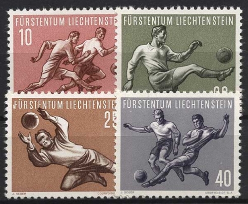 Liechtenstein 1954 Fußball-WM '54 in der Schweiz: Spielszenen 322/25 postfrisch