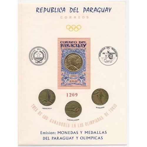 Paraguay 1965 Medaillen und Münzen von Paraguay Block 67 II postfrisch (C22700)