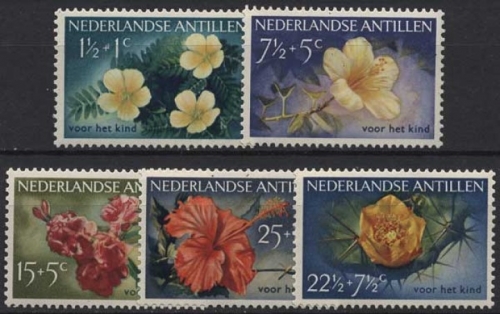 Niederländische Antillen 1955 Jugendwohlfahrt Blumen 43/47 postfrisch