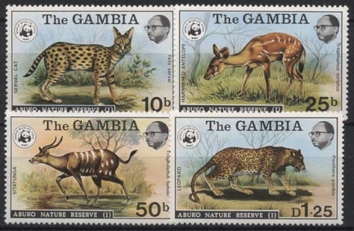 Gambia 1976 WWF Abuko-Naturschutzgebiet Serval Antilope 332/35 postfrisch