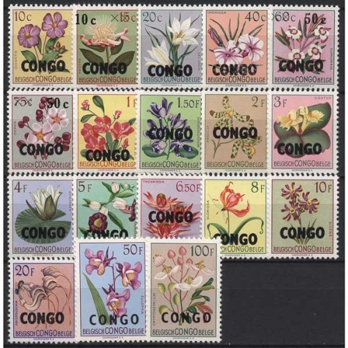 Kongo (Kinshasa) 1960 Blumen von Belgisch-Kongo mit Aufdruck 11/28 postfrisch