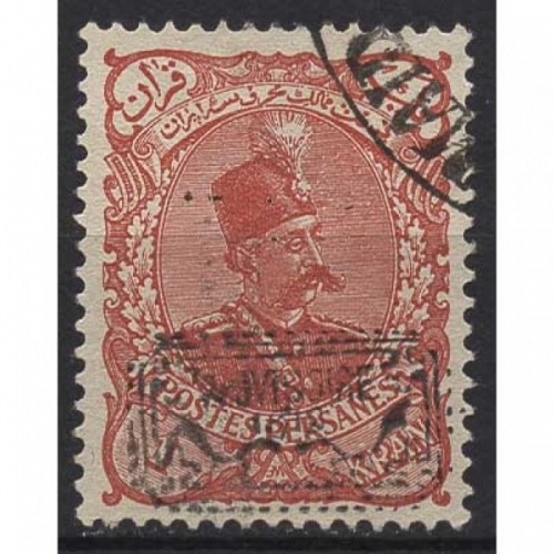 Iran 1902 Löwe, Schah Mosaf-far-od-Din mit Handstempelaufdruck 138 gestempelt