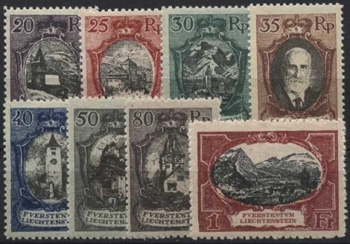 Liechtenstein 1921 Landschaften und Gebäude 53/60 postfrisch