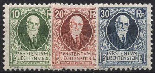Liechtenstein 1925 85. Geburtstag von Fürst Johann II. 72/74 postfrisch