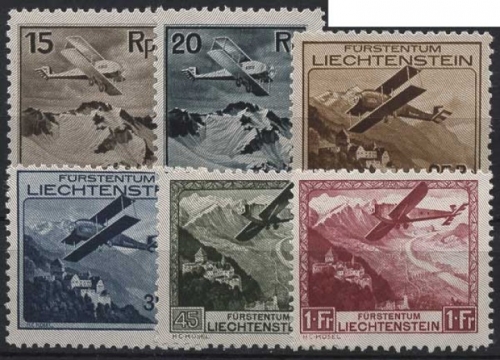 Liechtenstein 1930 Flugzeug über Landschaften 108/13 postfrisch