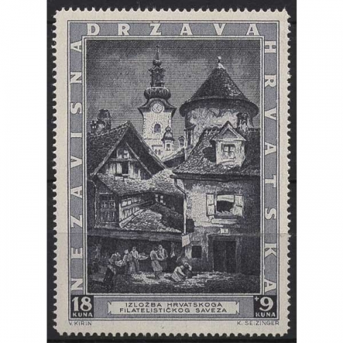 Kroatien 1943 Briefmarkenausstellung Zagreb Kloster Kirche 115 postfrisch