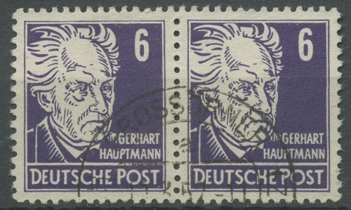 SBZ Allg. Ausgabe 1948 Gerhart Hauptmann waagerechtes Paar 213 a gestempelt