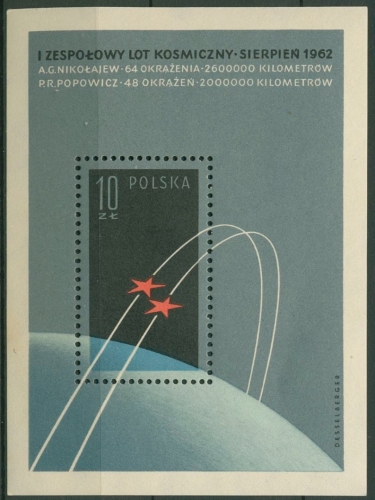 Polen 1962 Raumschiffe Wostok 3 Wostok 4 Block 28 postfrisch (C93242)