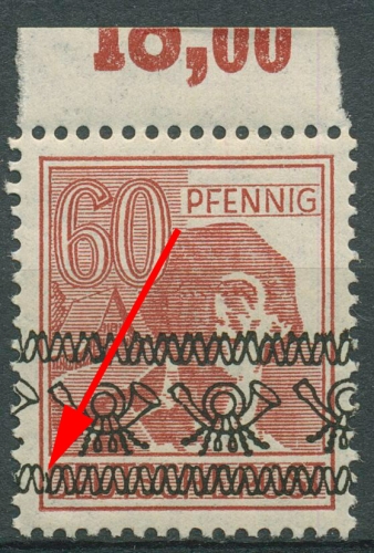 Bizone 1948 Bandaufdruck mit Aufdruckfehler 49 Ia P OR AF PI postfrisch geprüft